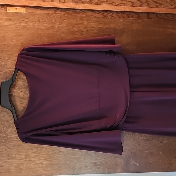 Purple Chaps knot front stretchy,  flattering dress with ruched waist, lined 18W - Picture 4 of 5